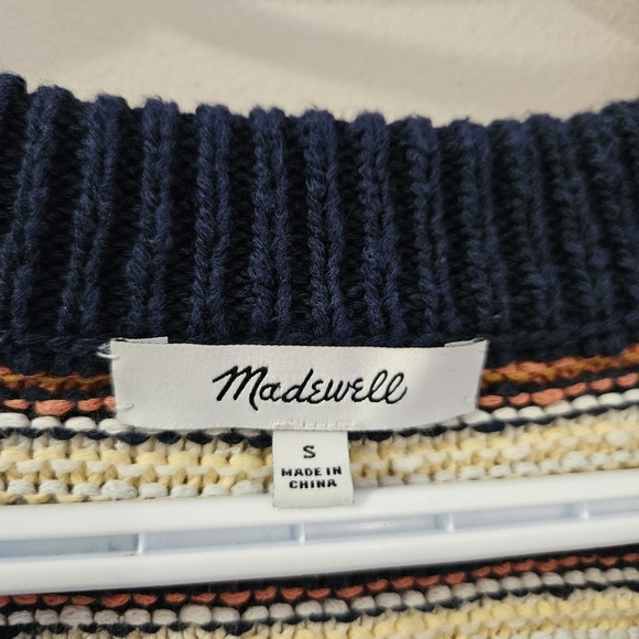 Madewell - Arden V-Neck Crop Pullover Sweater in Stripe - Size S - Picture 6 of 11